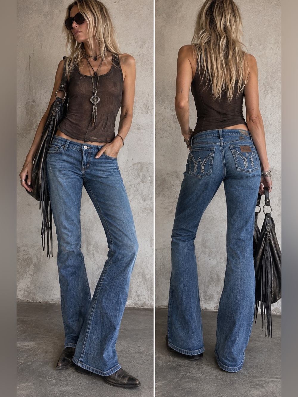 Wrangler Women’s 7/8 x 32 Bootcut Flare Jeans Y2K Western Embroidered
